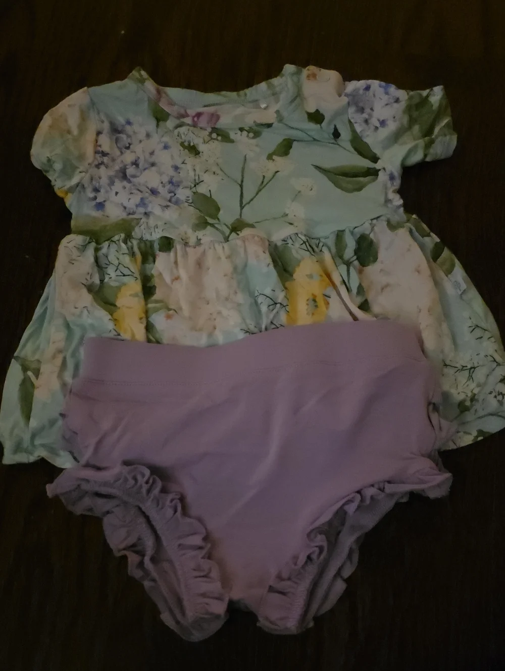 Posh Peanut Floral Top and Lavender Ruffle Bloomers Set